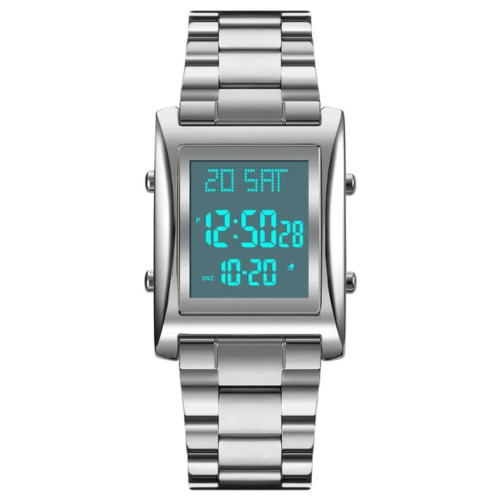 Stainless Steel Dual Time Multifunction Digital Watch for Men