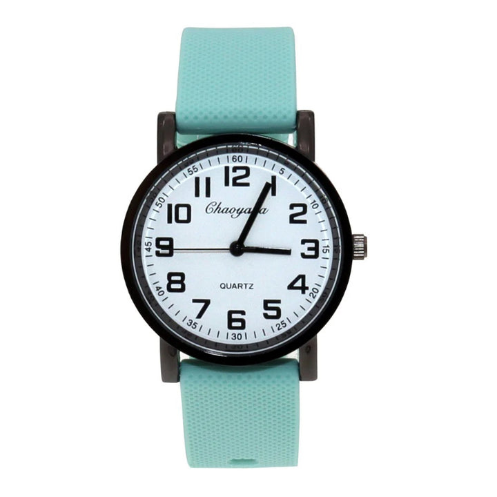 Sporty Round Case Silicone Band Quartz Watch for Kids