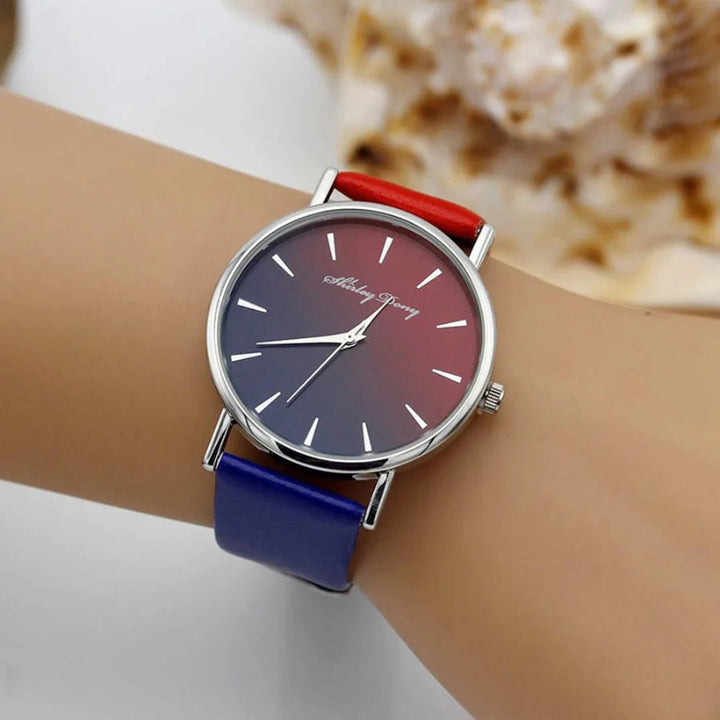 Women's Casual Gradient Round Pointer Dial Quartz Watch