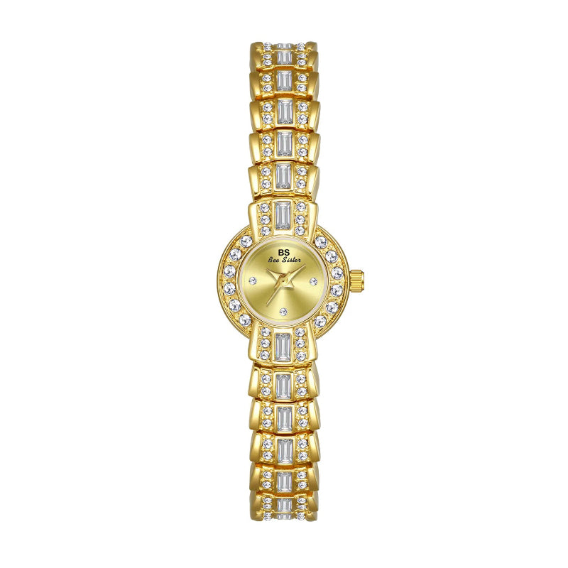 Luxurious Women's Rhinestone Studded Small Dial Quartz Wristwatch