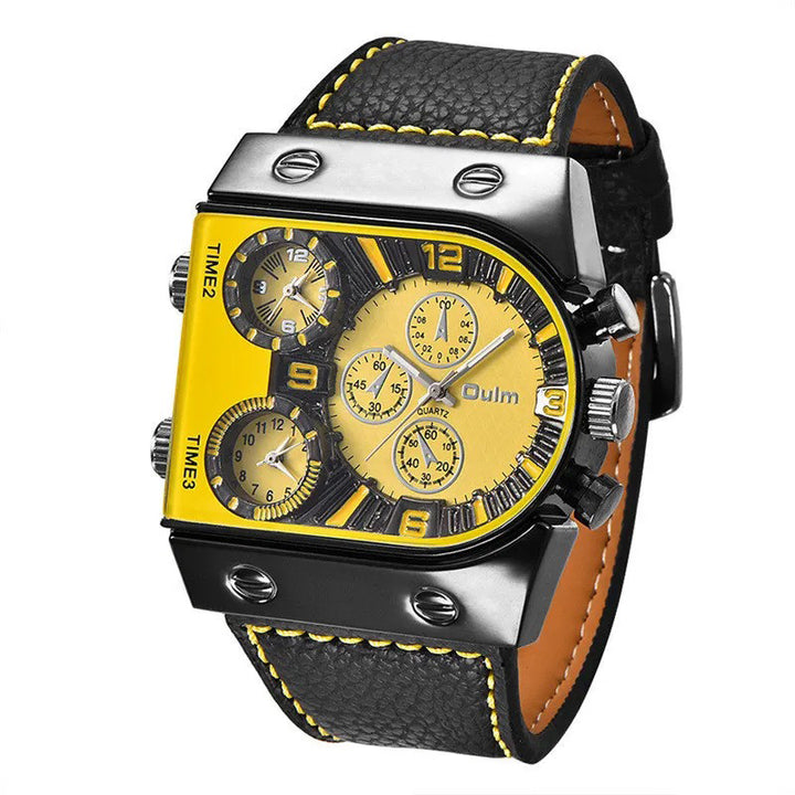 Urban Explorer’s Multiple Time Zone with PU Leather Strap Quartz Watch