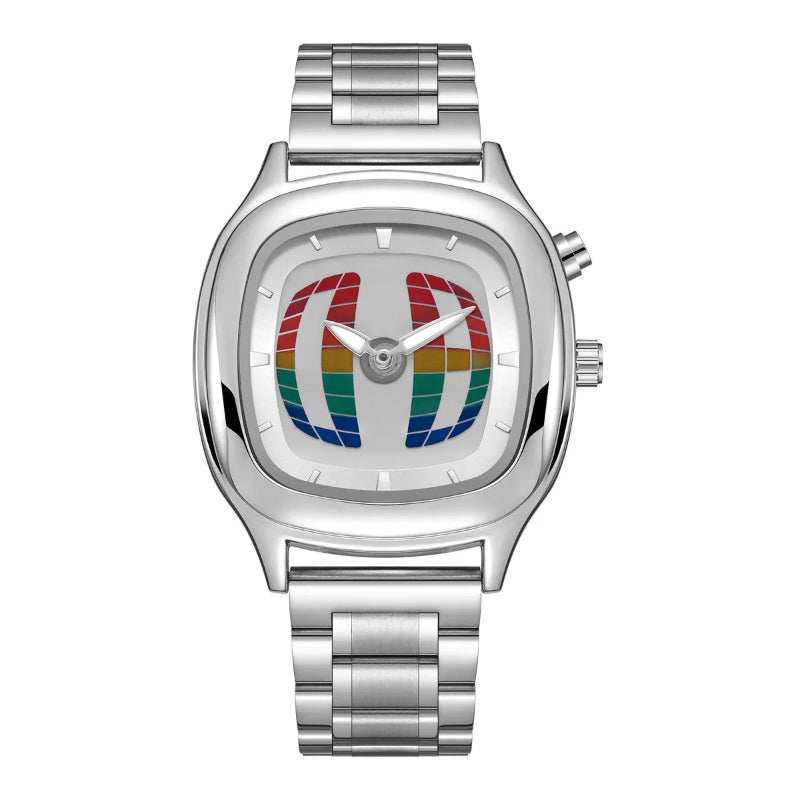 Y2K Pointer Number Dual Display Stainless Steel Men's Watch