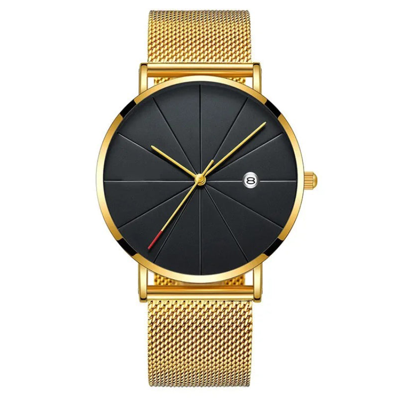 Ultra Thin Stainless Steel Mesh Belt Quartz Wristwatches