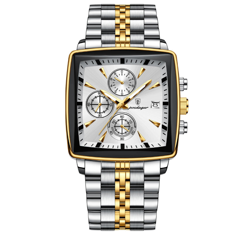 Men's Stainless Steel Chronograph Watch with Luminous Dial