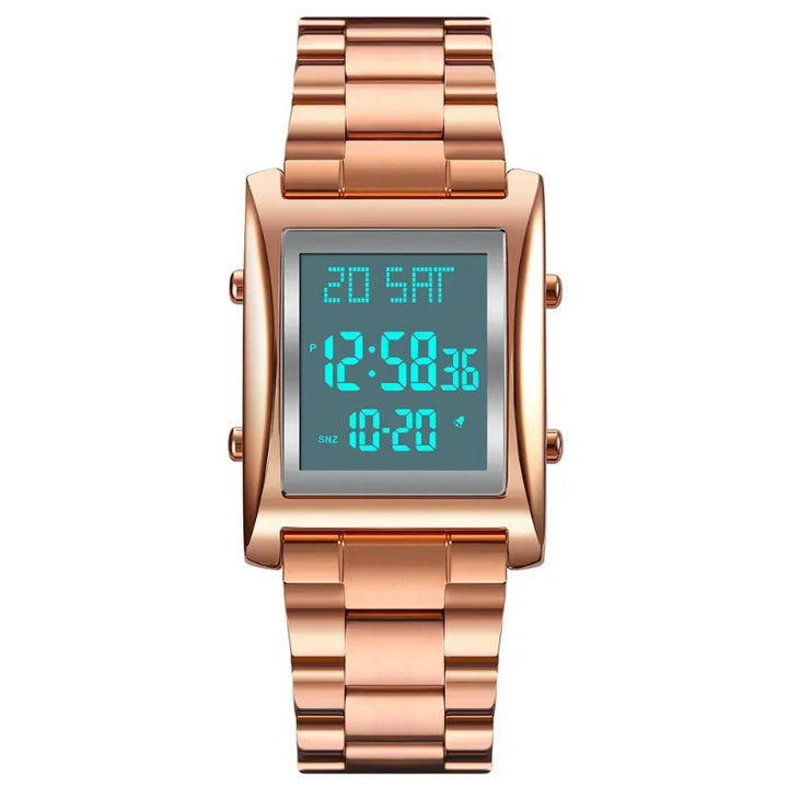 Stainless Steel Dual Time Multifunction Digital Watch for Men