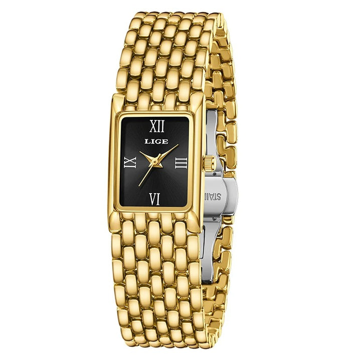 Casual Minimalist Steel Strap Square Dial Design Women's Wristwatch