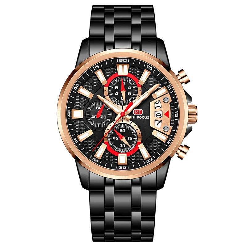 Stainless Steel Holographic Chronograph Quartz Watch for Men