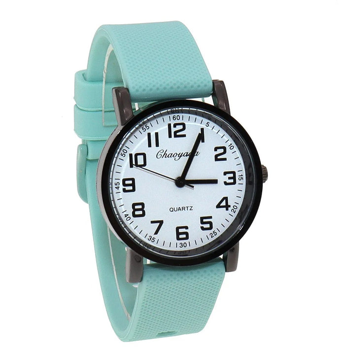 Sporty Round Case Silicone Band Quartz Watch for Kids