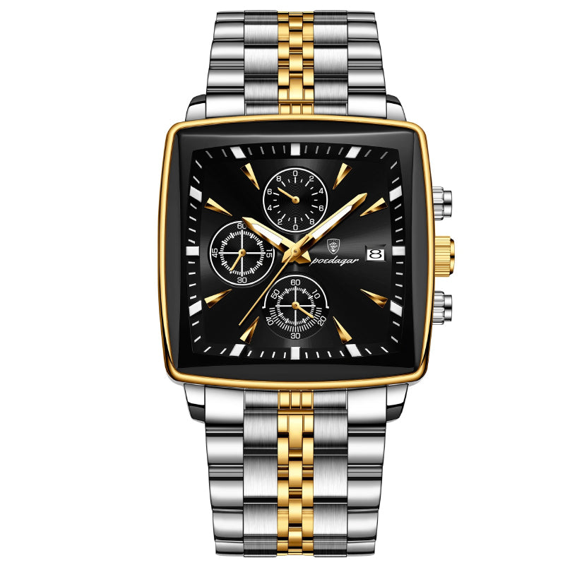 Men's Stainless Steel Chronograph Watch with Luminous Dial