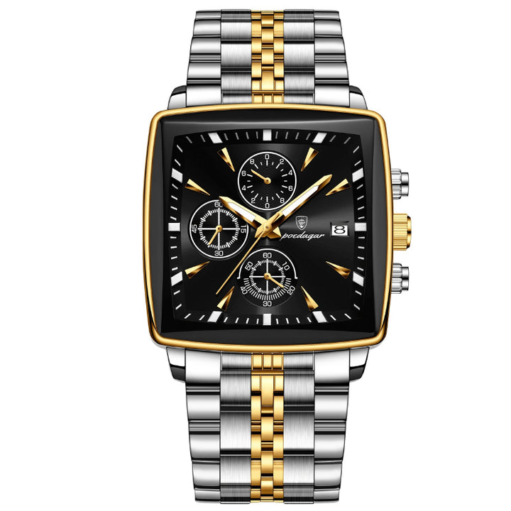 Men's Stainless Steel Chronograph Watch with Luminous Dial