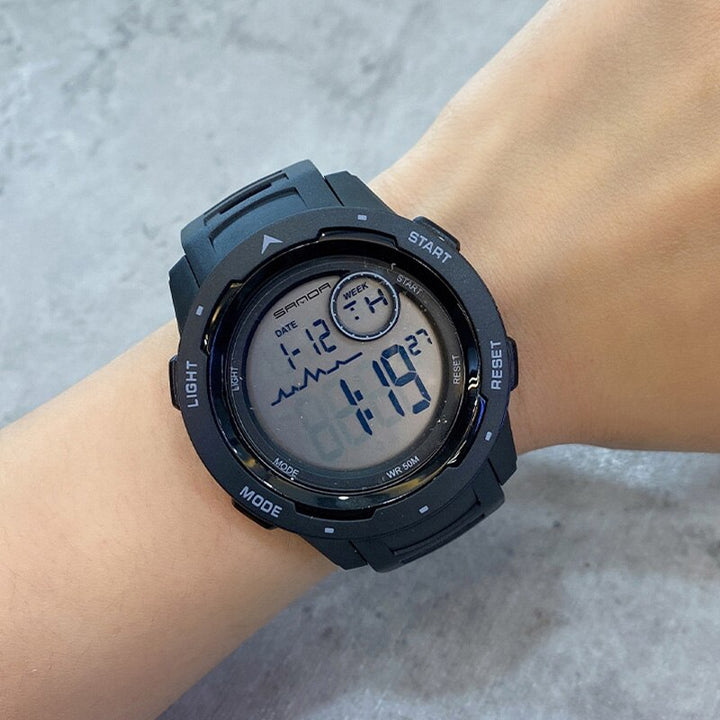 Flat Dial Surface Digital Display Sports Watch for Men