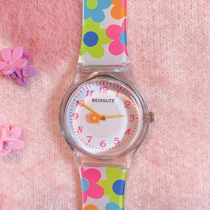 Water-resistant Cartoon Doodle Silicone Quartz Watches for Kids
