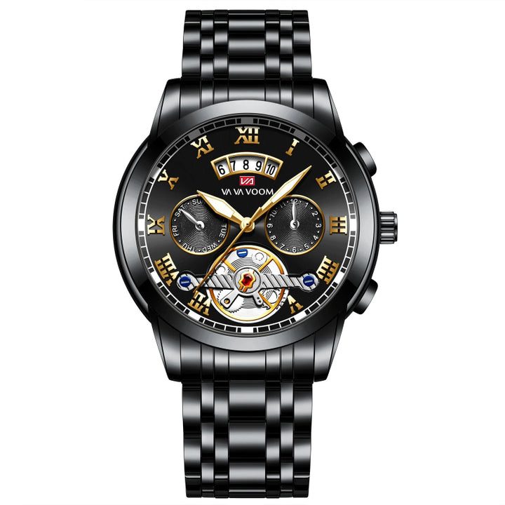 Stainless Steel Roman Numerals Dial Luxury Sports Watch for Men