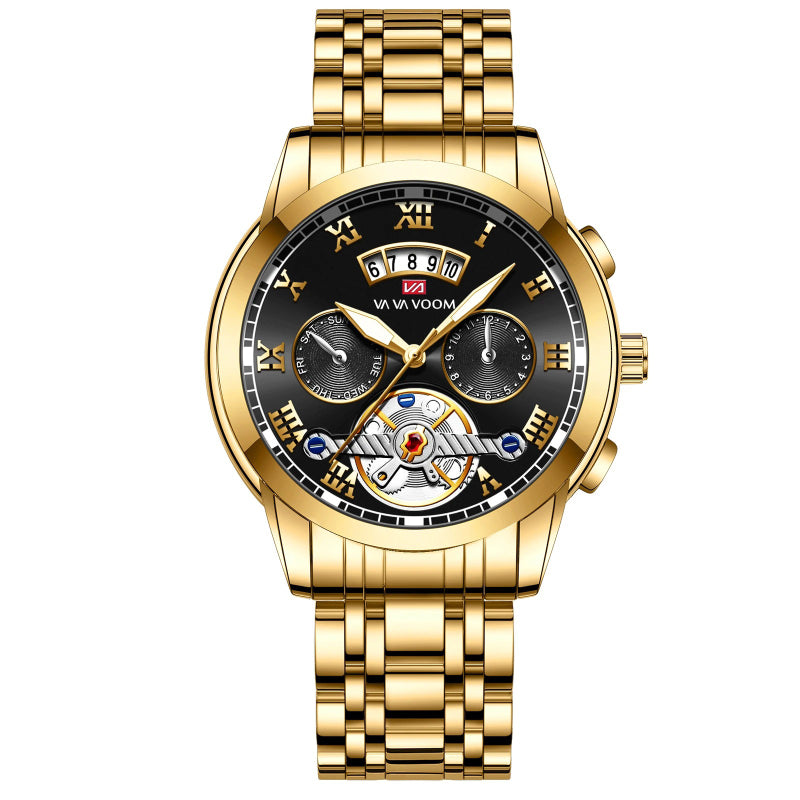 Stainless Steel Roman Numerals Dial Luxury Sports Watch for Men