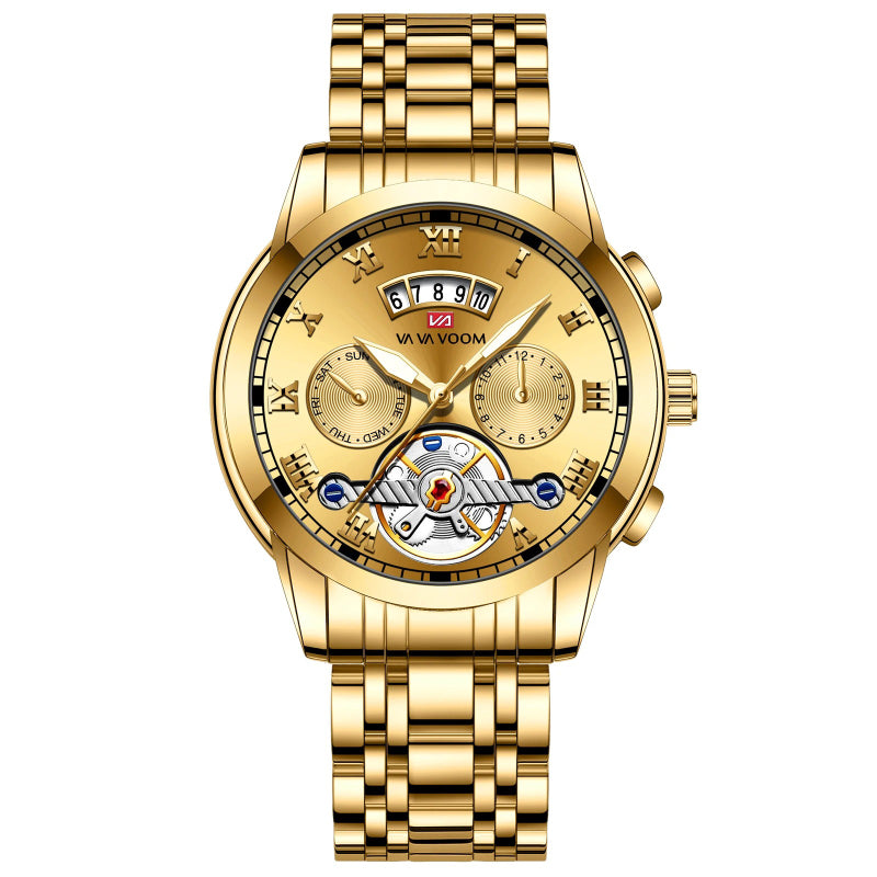 Stainless Steel Roman Numerals Dial Luxury Sports Watch for Men