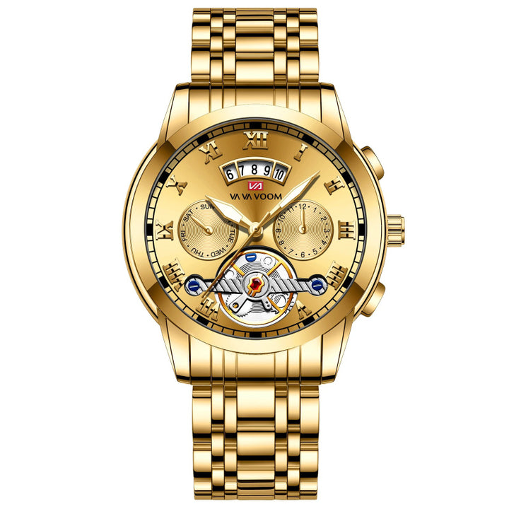 Stainless Steel Roman Numerals Dial Luxury Sports Watch for Men
