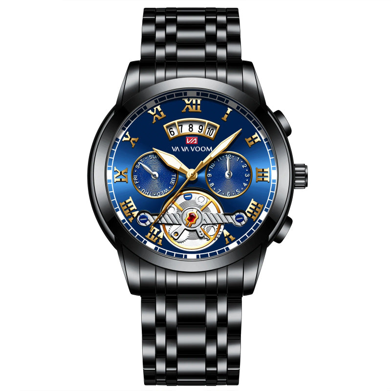 Stainless Steel Roman Numerals Dial Luxury Sports Watch for Men