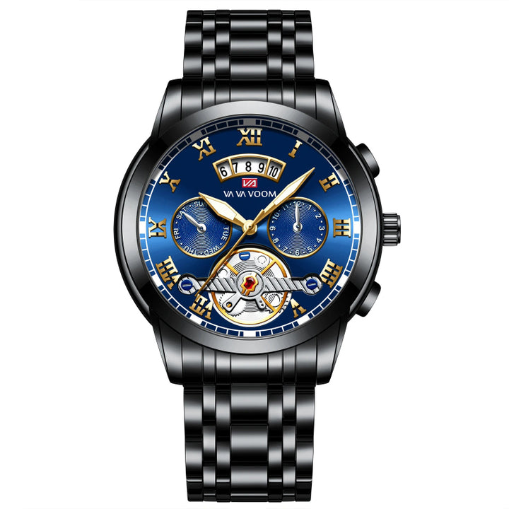 Stainless Steel Roman Numerals Dial Luxury Sports Watch for Men