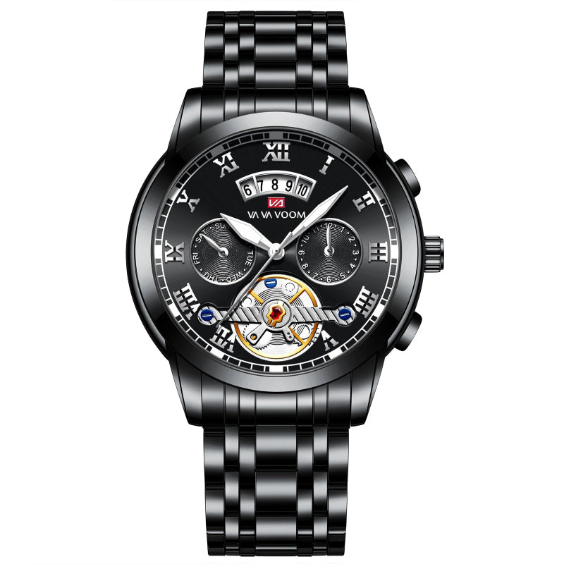 Stainless Steel Roman Numerals Dial Luxury Sports Watch for Men