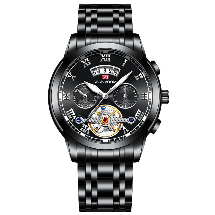 Stainless Steel Roman Numerals Dial Luxury Sports Watch for Men