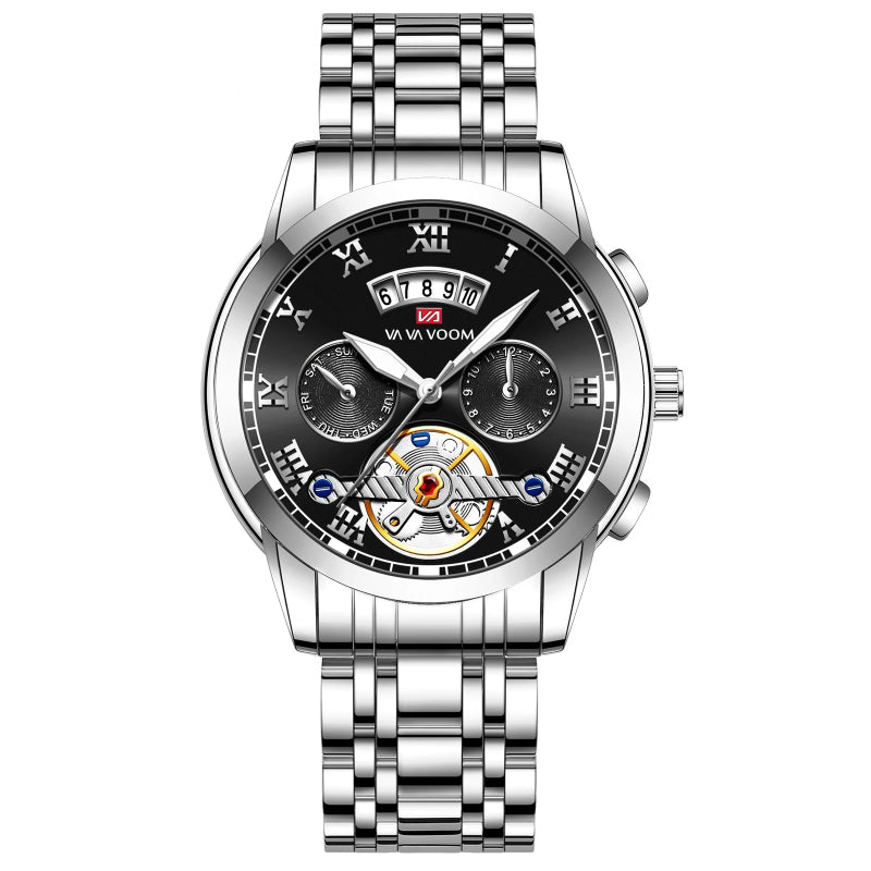 Stainless Steel Roman Numerals Dial Luxury Sports Watch for Men