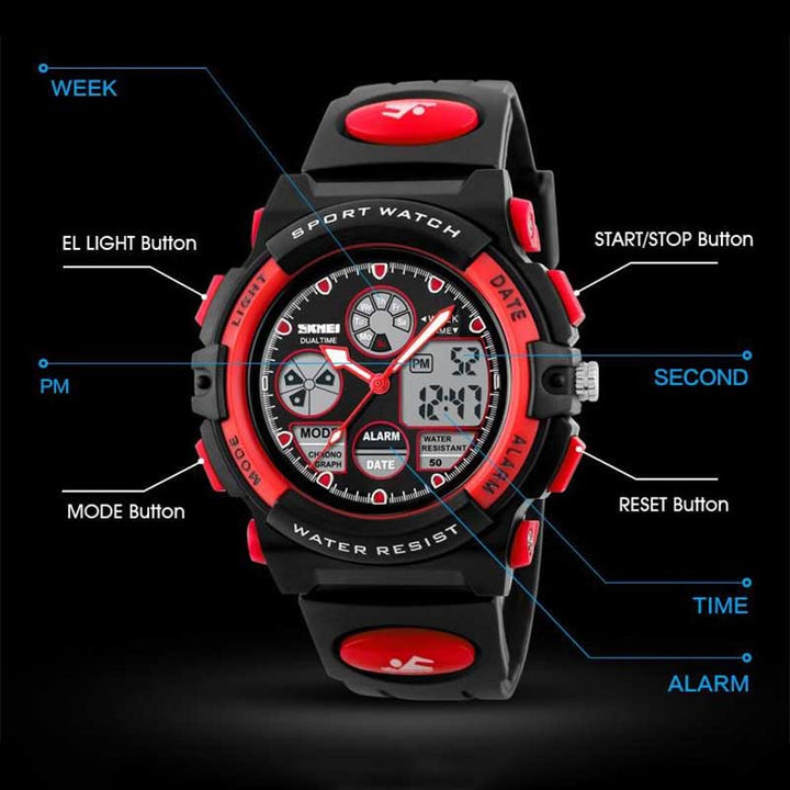 Hybrid Dial Display Sports Watches for Kids