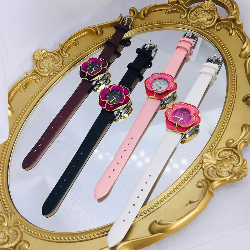 Beautiful Flower Shape Dial with Vegan Leather Strap Quartz Watches