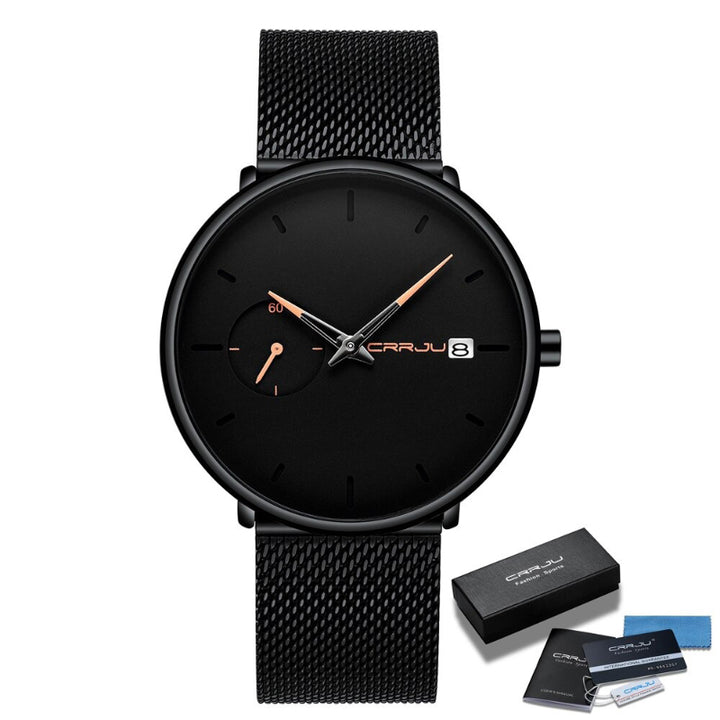 Unique Two-Tone Dauphine Hands Mesh Strap Chronograph Quartz Watches