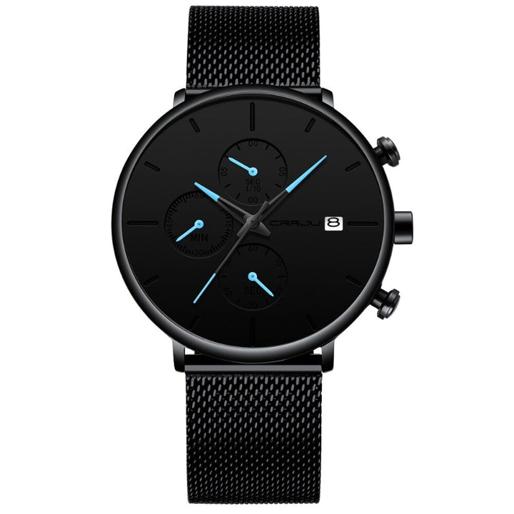 Unique Two-Tone Dauphine Hands Mesh Strap Chronograph Quartz Watches