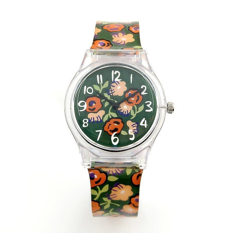 Retro Flower Fashion Style with Silicone Strap Quartz Watches