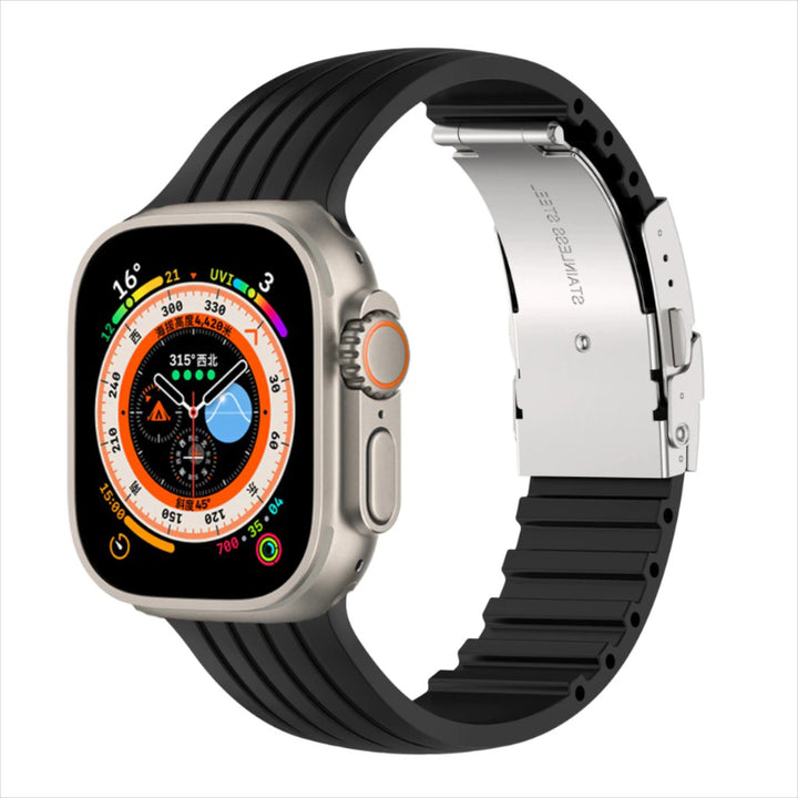 Trendy Silicone Strap with Stainless Steel Buckle for Apple Watches