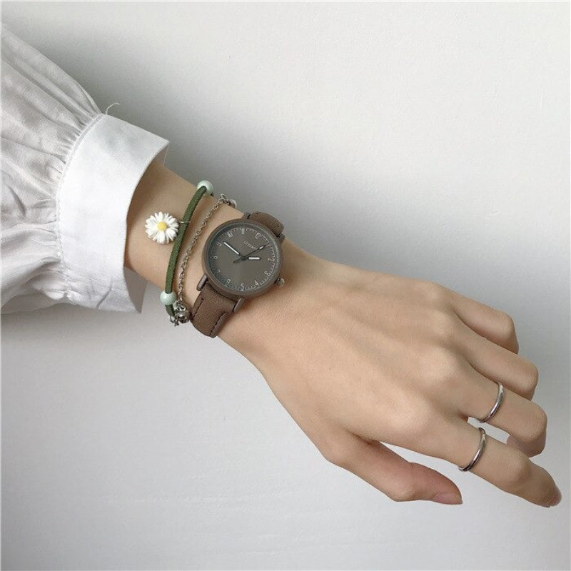 Multi-color Easy to Read Dial with Soft Vegan Leather Strap Quartz Watches
