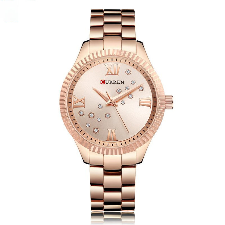 Classic Stainless Steel Rhinestone Roman Numerals Quartz Watches