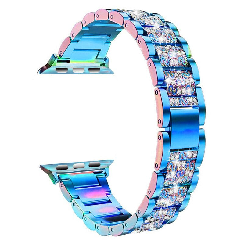 Stainless Steel Rhinestone-studded Replacement Strap for Apple Watches