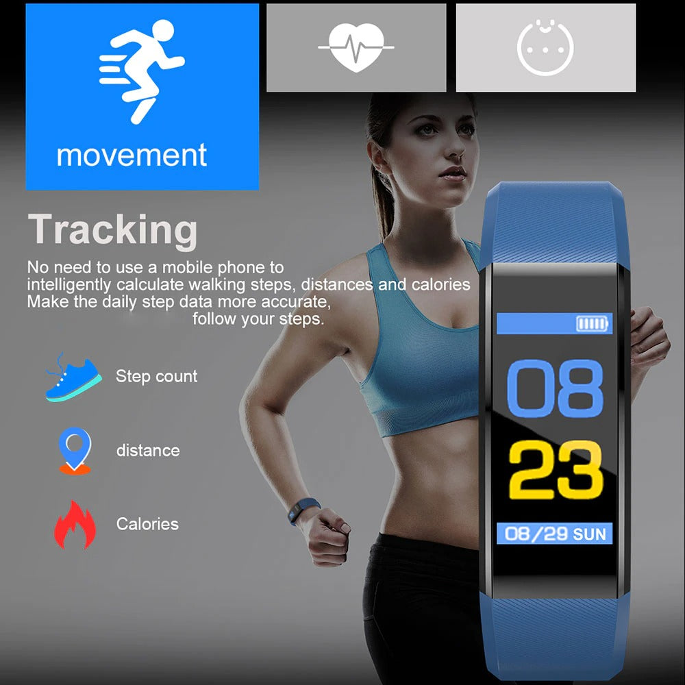 Digital Blood Pressure Monitoring Unisex Smart Watch With Bluetooth