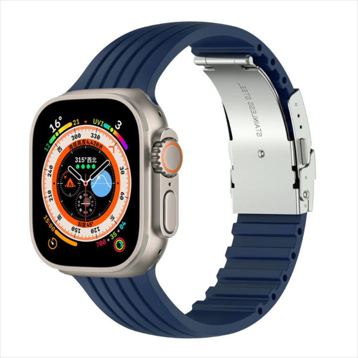 Trendy Silicone Strap with Stainless Steel Buckle for Apple Watches