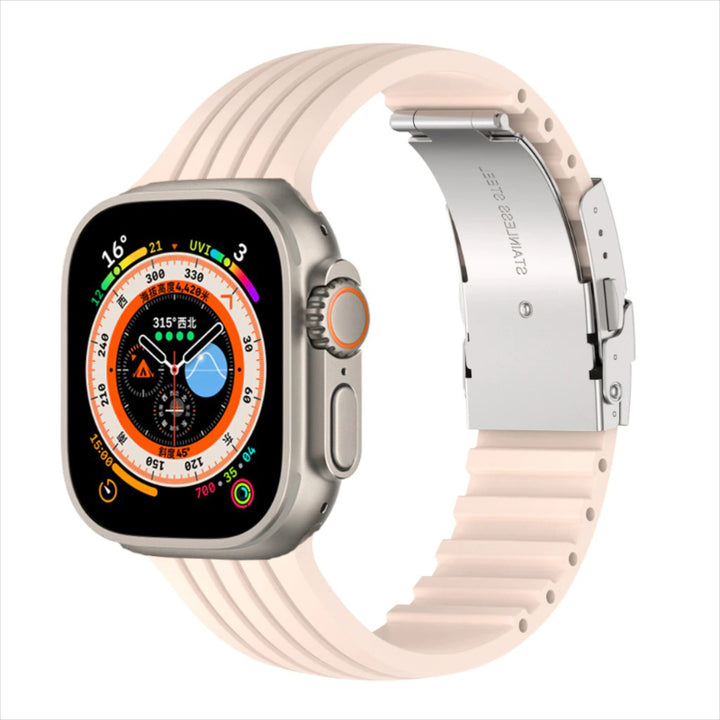 Trendy Silicone Strap with Stainless Steel Buckle for Apple Watches