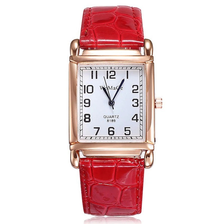 Sleek Square Case with Vegan Leather Strap Quartz Watches