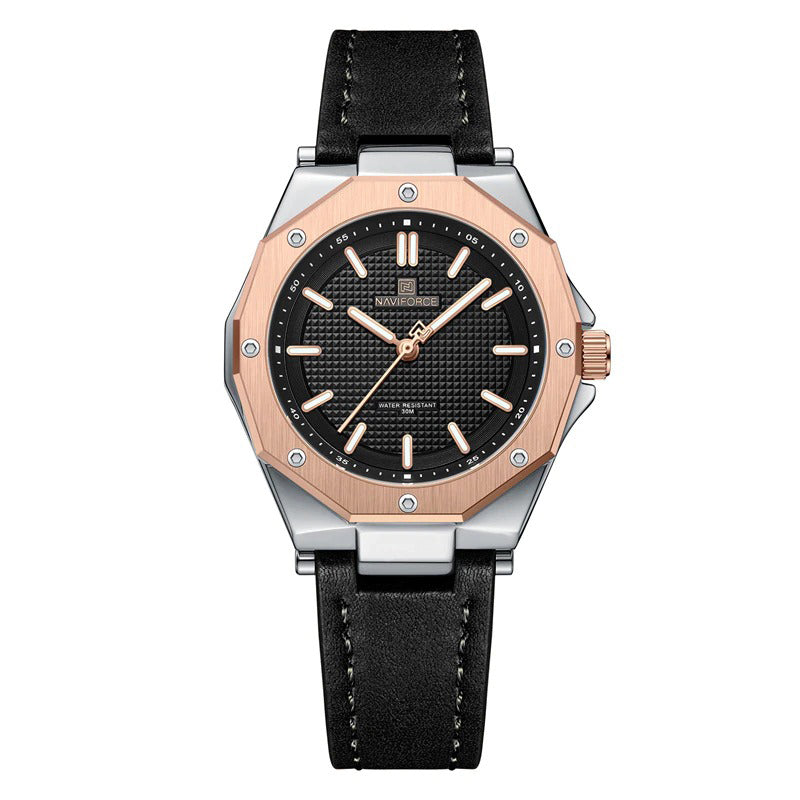 Unique Geometric Case Shape Vegan Leather Strap Quartz Watches