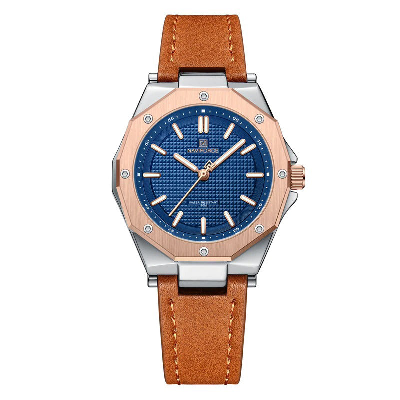Unique Geometric Case Shape Vegan Leather Strap Quartz Watches