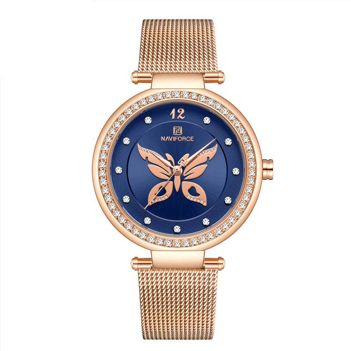 Majestic Butterfly Dial Decorated with Rhinestone Wings Quartz Watches