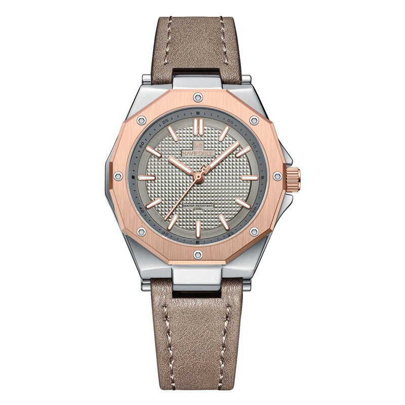 Unique Geometric Case Shape Vegan Leather Strap Quartz Watches