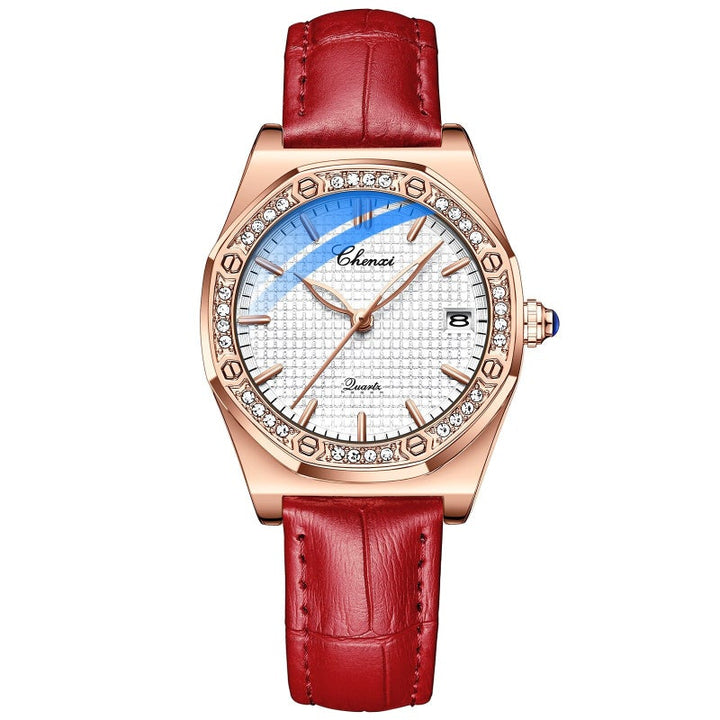 Rhinestone Accented Octagonal Case Women's Quartz Watches