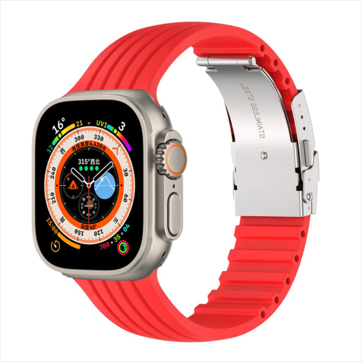 Trendy Silicone Strap with Stainless Steel Buckle for Apple Watches