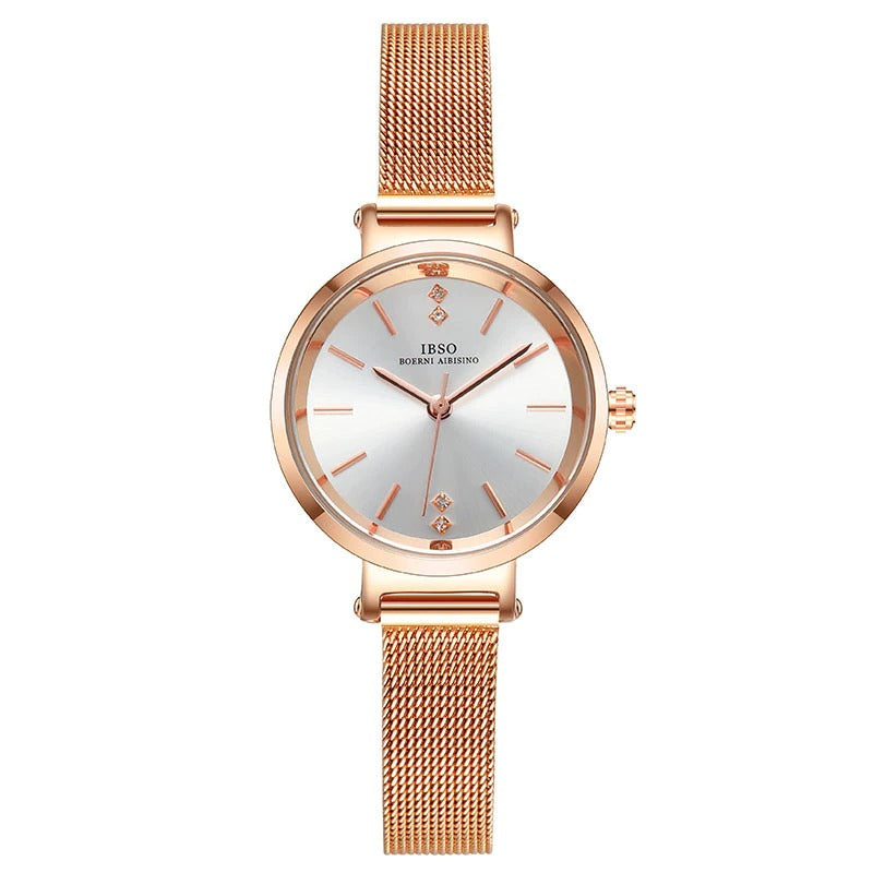 Ultra-Thin Glossy Dial Leather Band Quartz Watches