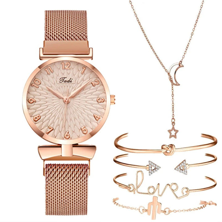 Casual Minimalist Bowknot Case with Stainless Steel Mesh Band Quartz Watches