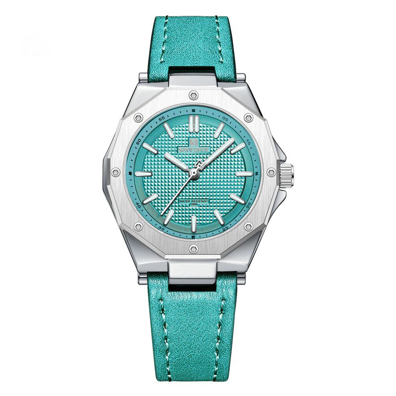 Unique Geometric Case Shape Vegan Leather Strap Quartz Watches