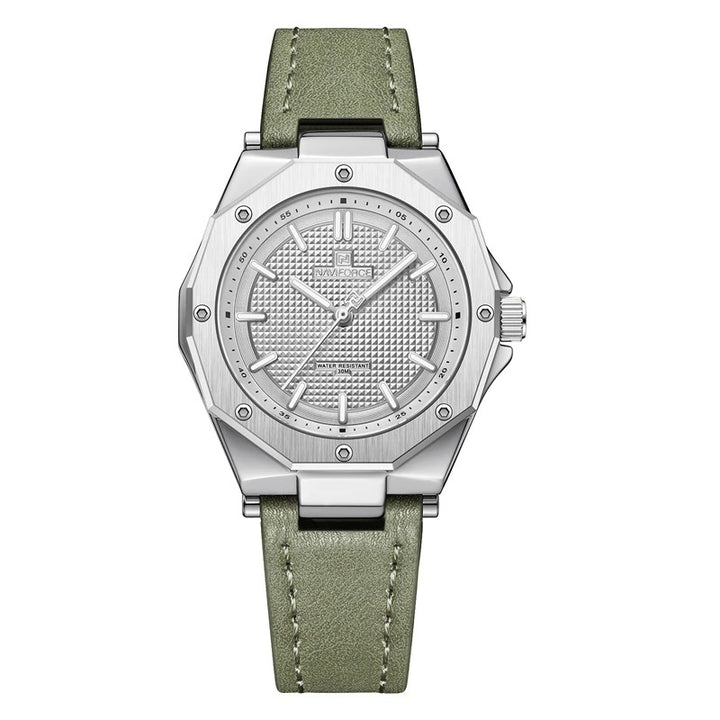 Unique Geometric Case Shape Vegan Leather Strap Quartz Watches