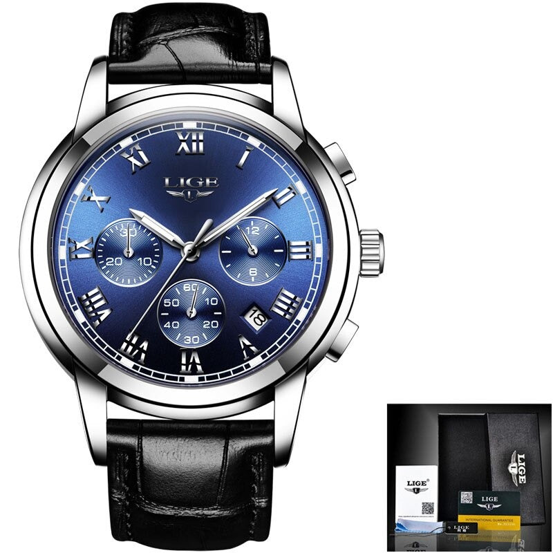 Luxury Waterproof Vegan Leather Strap Sports Chronograph Quartz Watches