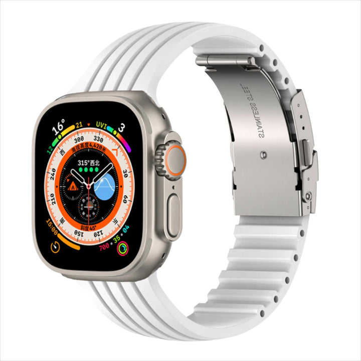 Trendy Silicone Strap with Stainless Steel Buckle for Apple Watches